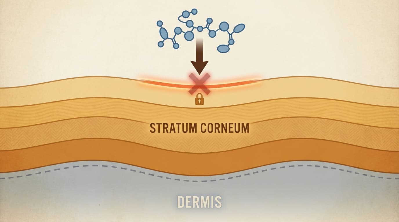 Peptide molecule blocked by the skin barrier