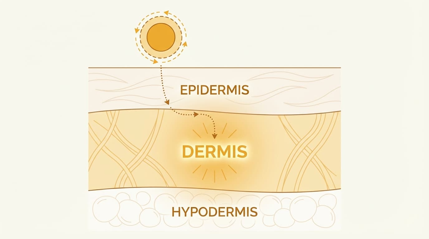 Liposomal peptide penetrating the skin barrier to reach the dermis
